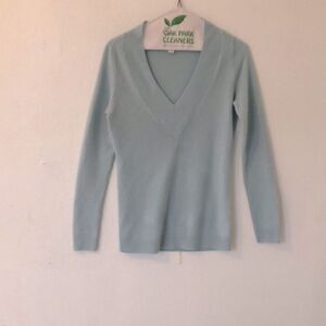 Vintage Long Sleeve Size XS School Girl Academia  Regency Aqua  V  Neck Sweater